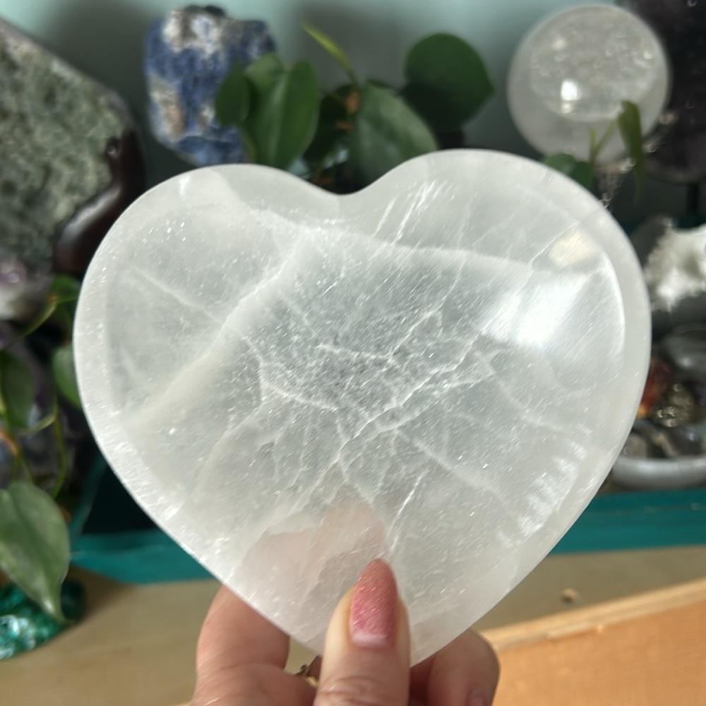 Selenite Heart Shaped Bowl 5”